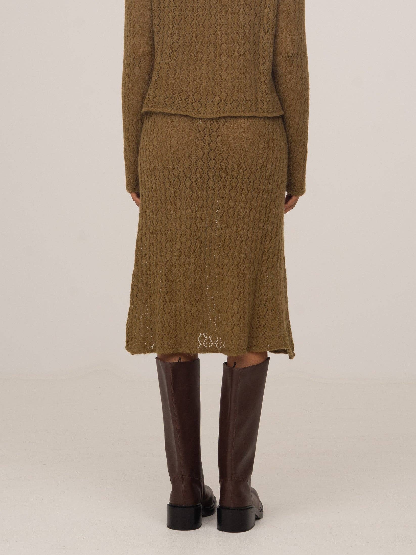 Gonna midi in maglia Exile verde oliva