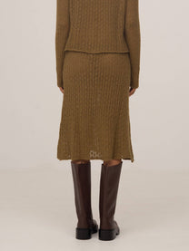 Gonna midi in maglia Exile verde oliva