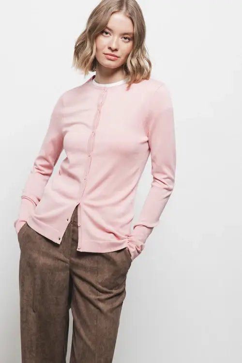 Cardigan in maglia rasata con bottoni
