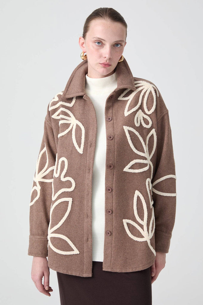 Giacca in feltro ricamata in misto cotone