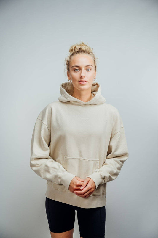 Felpa oversize con cappuccio No Bad Days Club beige
