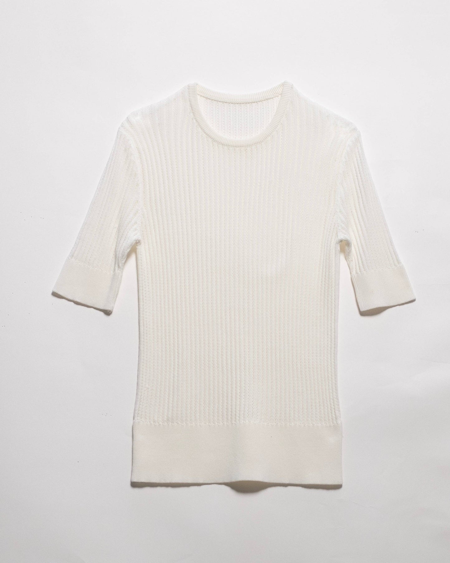 T-shirt in cotone fine con micro pointelle