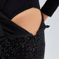 Body drappeggiato stretch a manica lunga con scollo incrociato