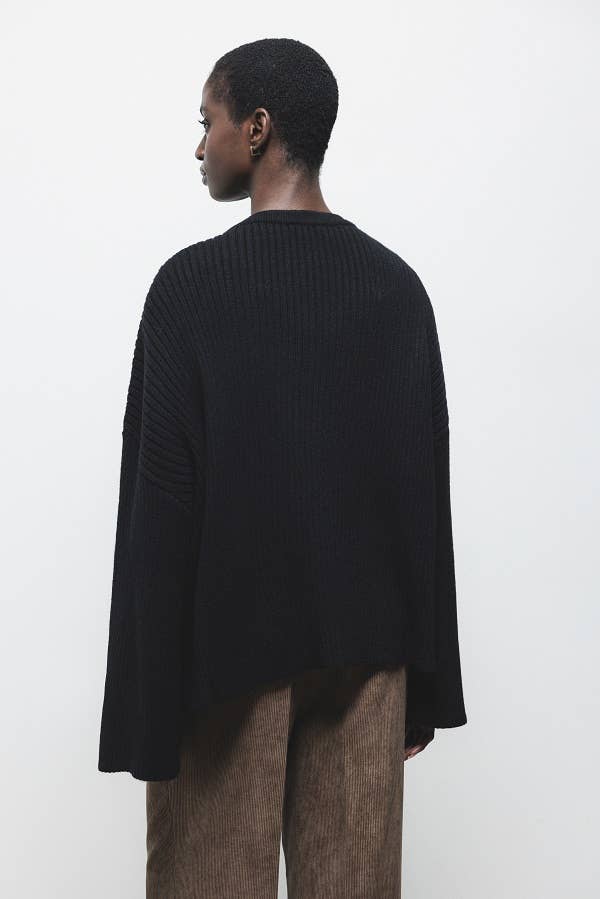 Cardigan a coste in maglia con bottoni