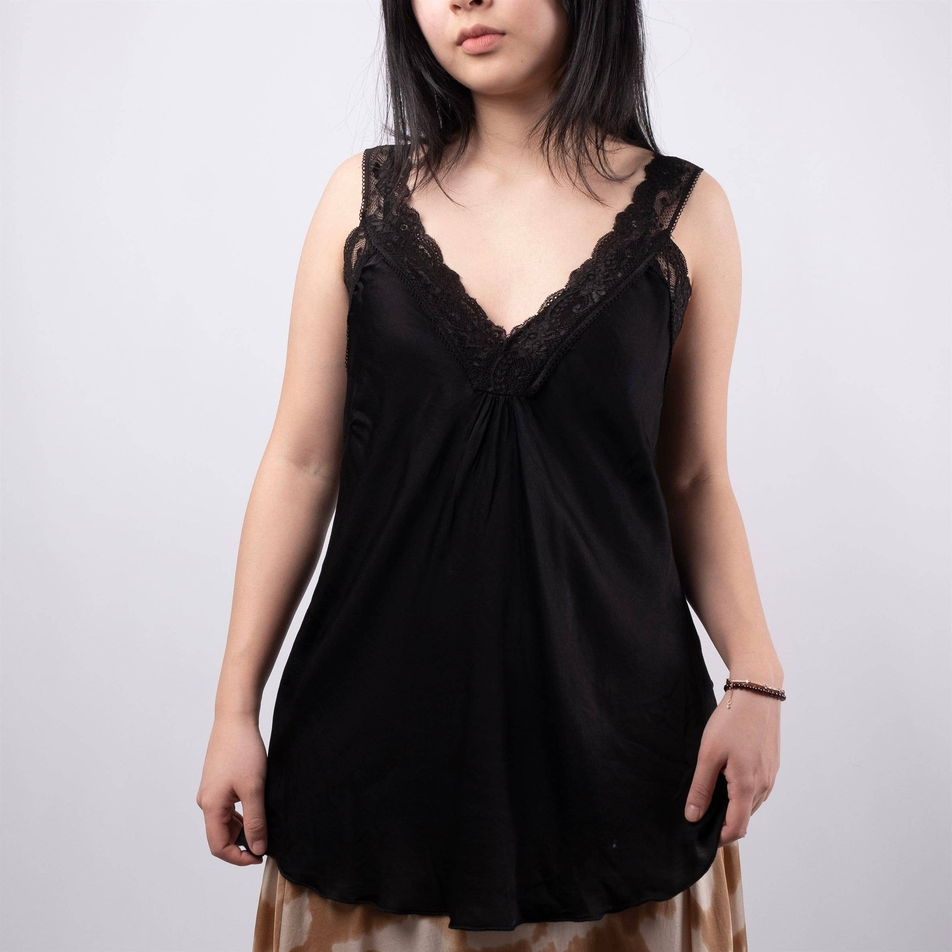Top senza maniche con bordo in pizzo