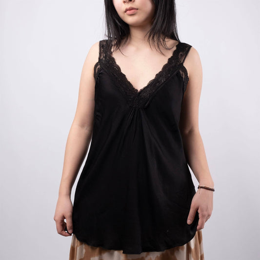 Top senza maniche con bordo in pizzo