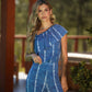 Top monospalla tie-dye da donna