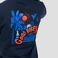 Felpa blu in cotone biologico con stampa Good Vibes