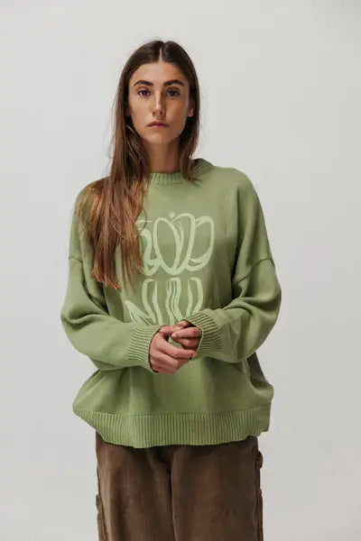 Maglione in cotone biologico con stampa tulipano
