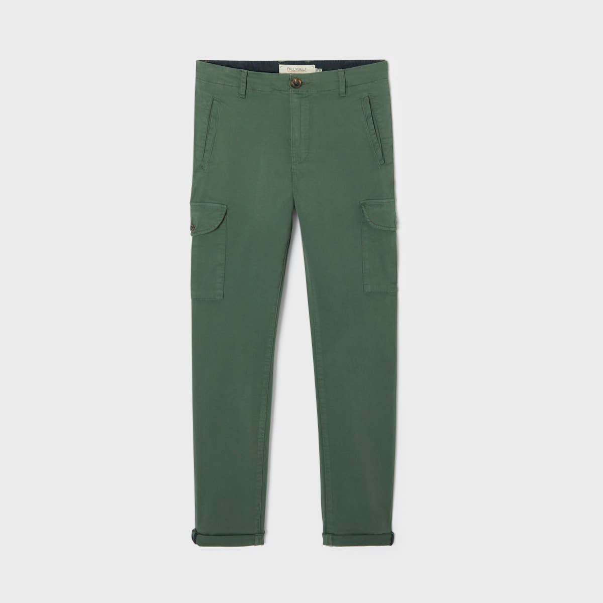 Pantaloni cargo verde scuro in cotone con 6 tasche