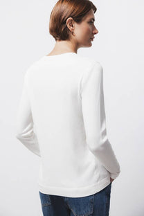 Maglione in maglia rasata con girocollo