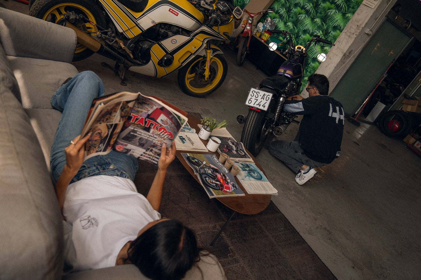 Felpa girocollo racing in cotone biologico