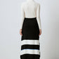 Gonna midi in maglia a righe colorblock con vita elasticizzata