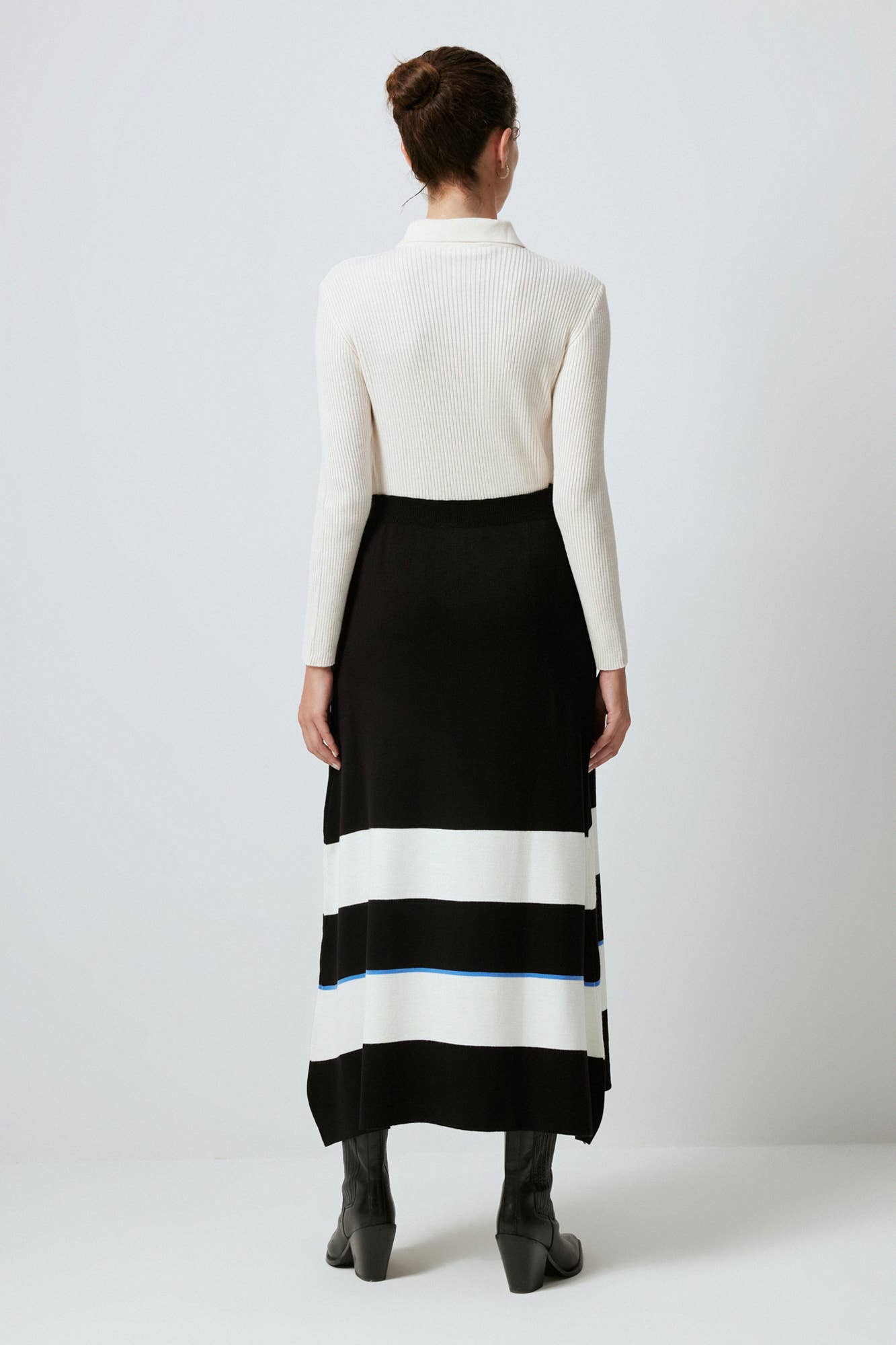 Gonna midi in maglia a righe colorblock con vita elasticizzata