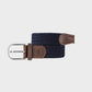 Cintura elastica intrecciata blu navy con fibbia in metallo