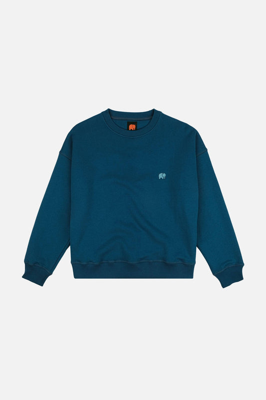 Felpa essenziale oversize da donna in cotone organico blu zaffiro