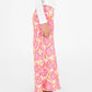 Gonna maxi floreale rosa in lino