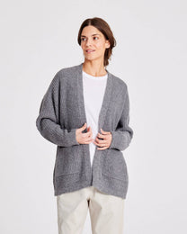 Cardigan Mette in lana d’agnello GOTS grigio melangé