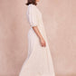 Abito midi con scollo a V e bordi in pizzo