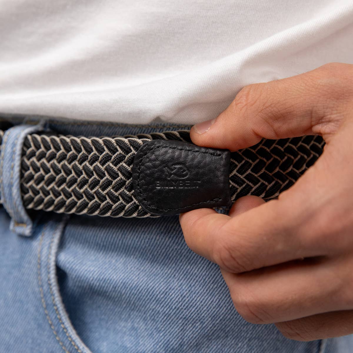 Cintura intrecciata elastica grigio scuro