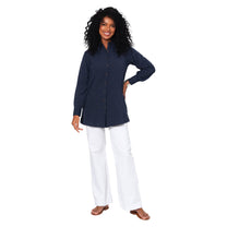 Camicia estiva blu navy in cotone e lino