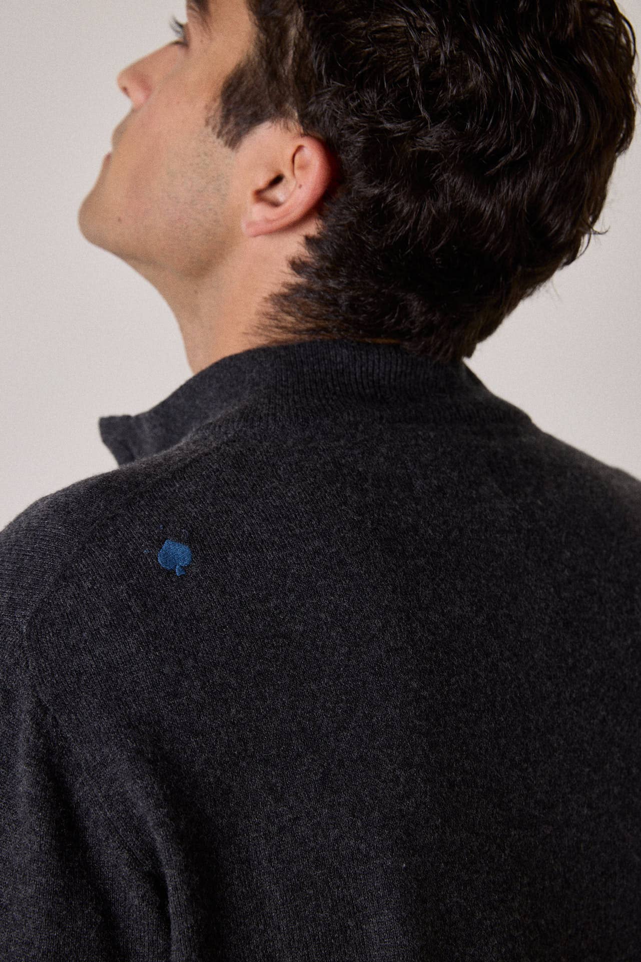 Maglione in lana merino con collo alto Shadow grigio