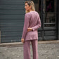 Tunica in maglia a coste con scollo a V