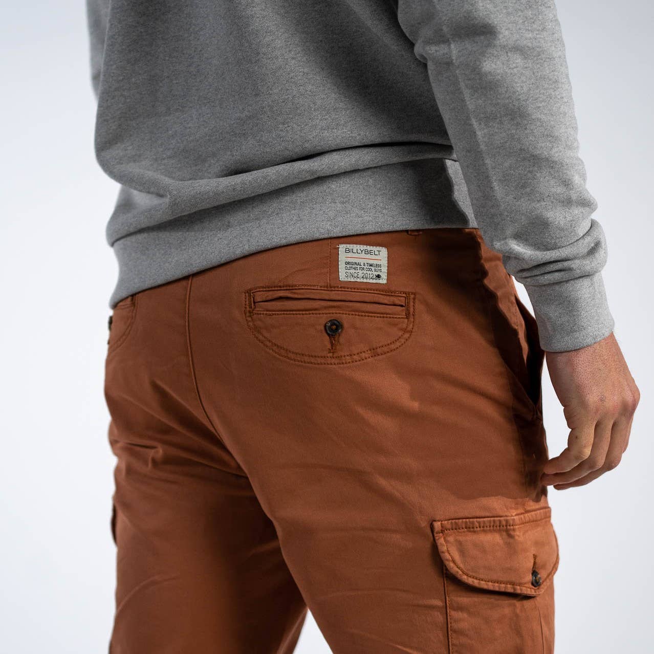 Pantaloni cargo cammello in cotone BCI
