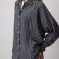 Camicia a righe in viscosa bianco e nero