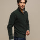 Maglione polo in maglia con zip da uomo
