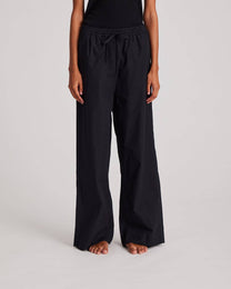 Pantaloni Thilde in popeline di cotone biologico neri