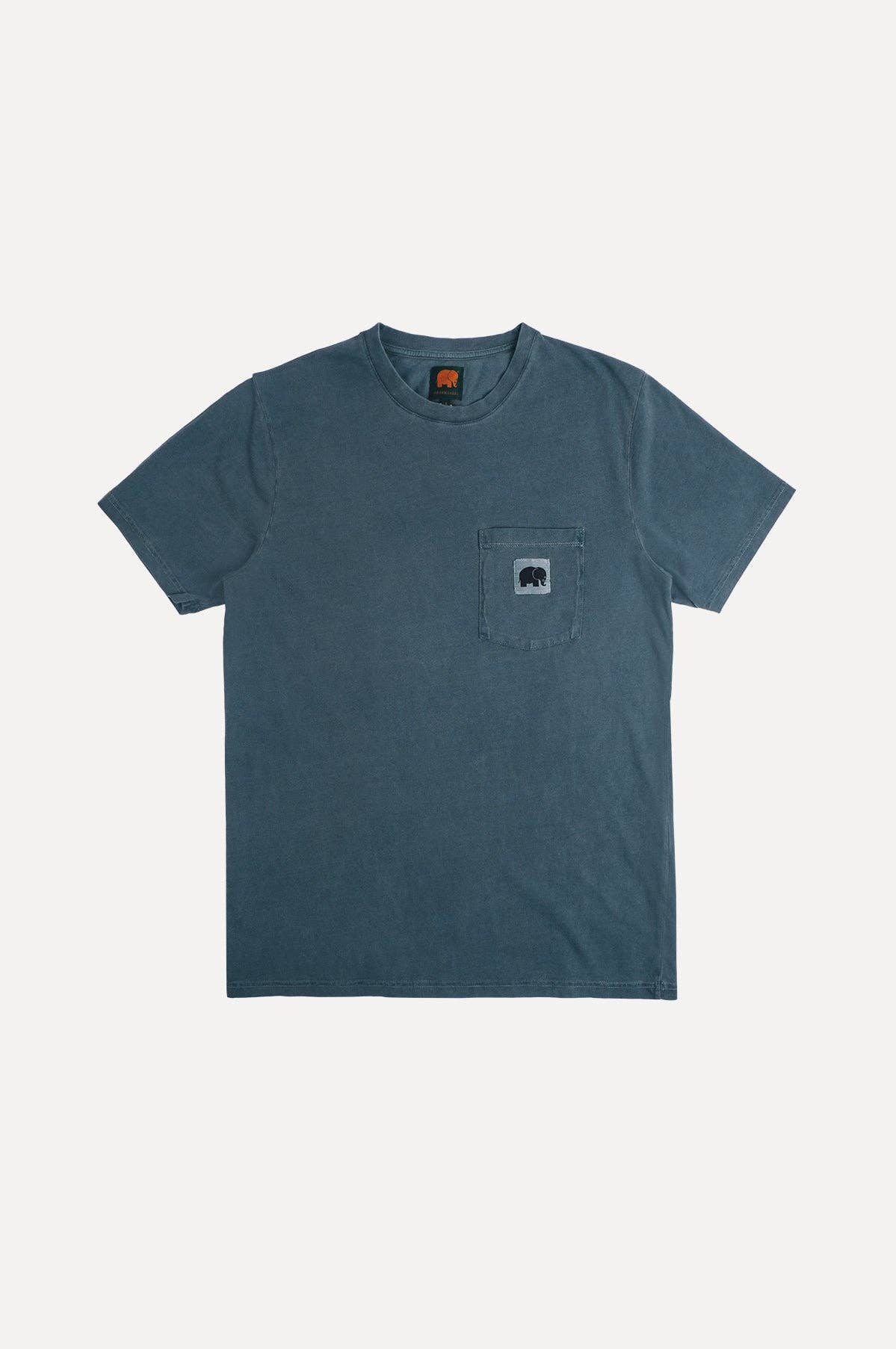 T-shirt in garza tinta a pigmento verde olmo con taschino