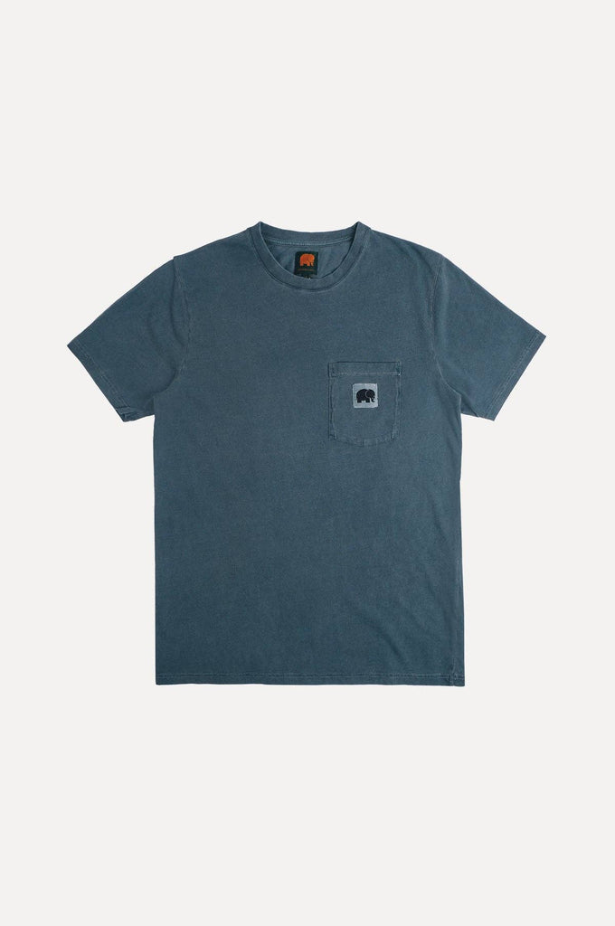 T-shirt in garza tinta a pigmento verde olmo con taschino