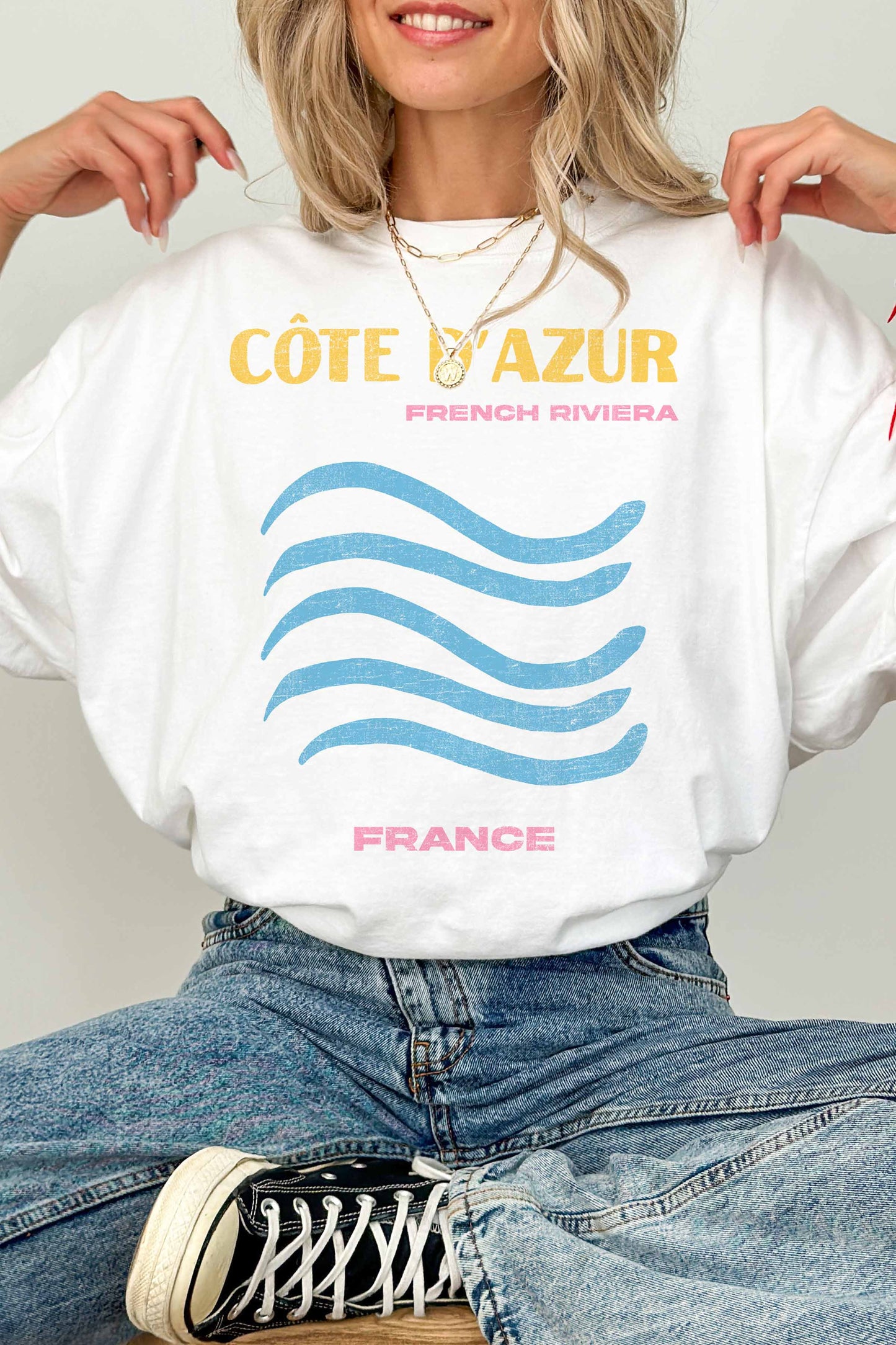T-shirt oversize grafica Côte d’Azur