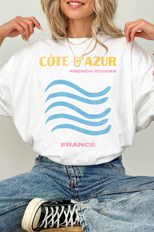 T-shirt oversize grafica Côte d’Azur