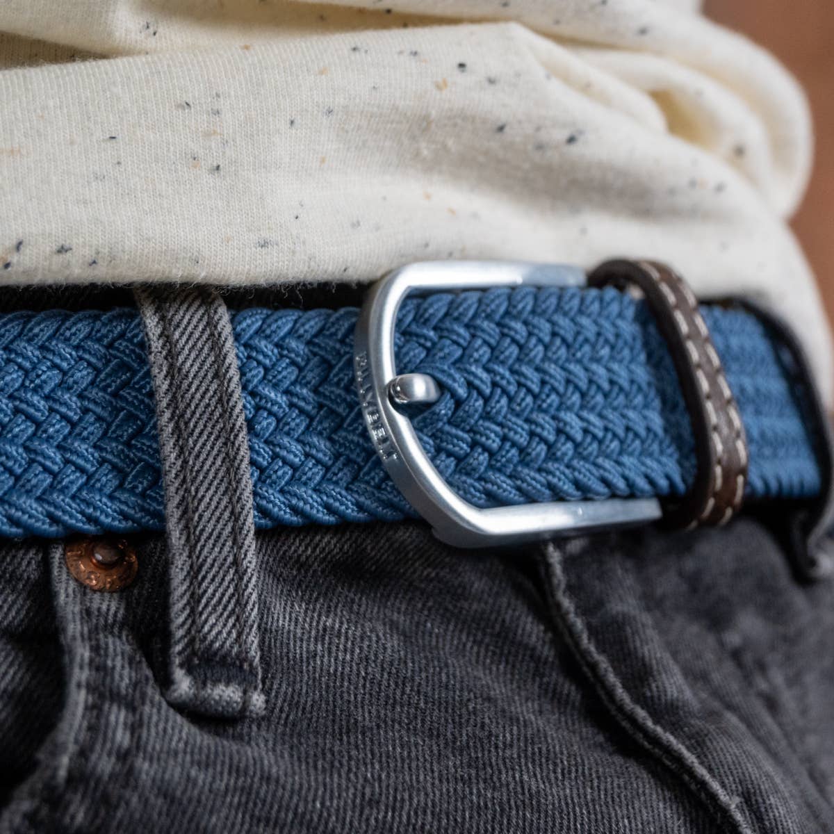 Cintura elastica intrecciata blu Air Force