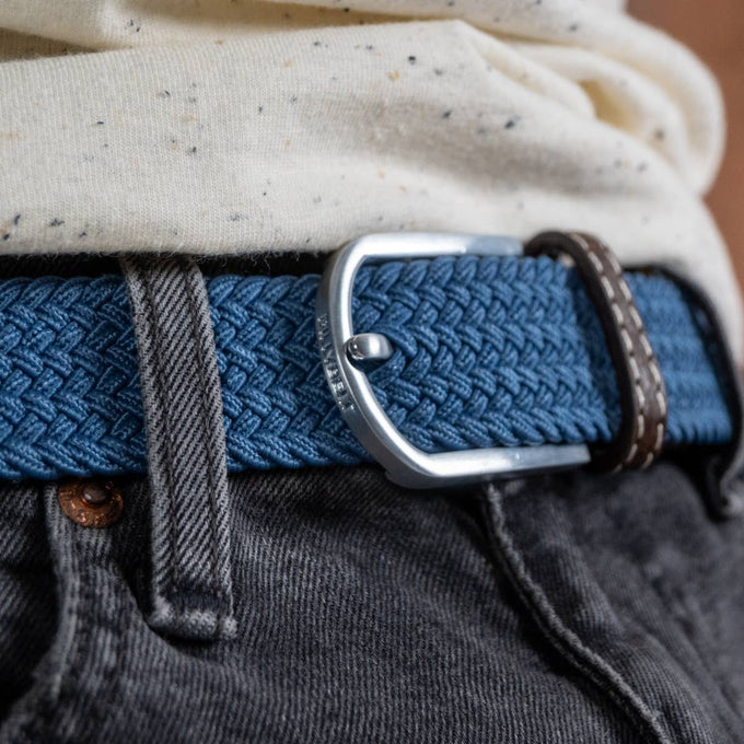 Cintura elastica intrecciata blu Air Force