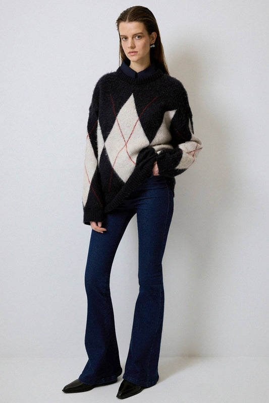 Maglione in maglia argyle oversize