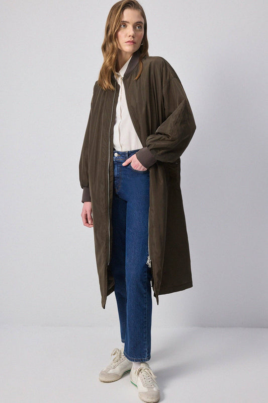 Cappotto leggero lungo con zip
