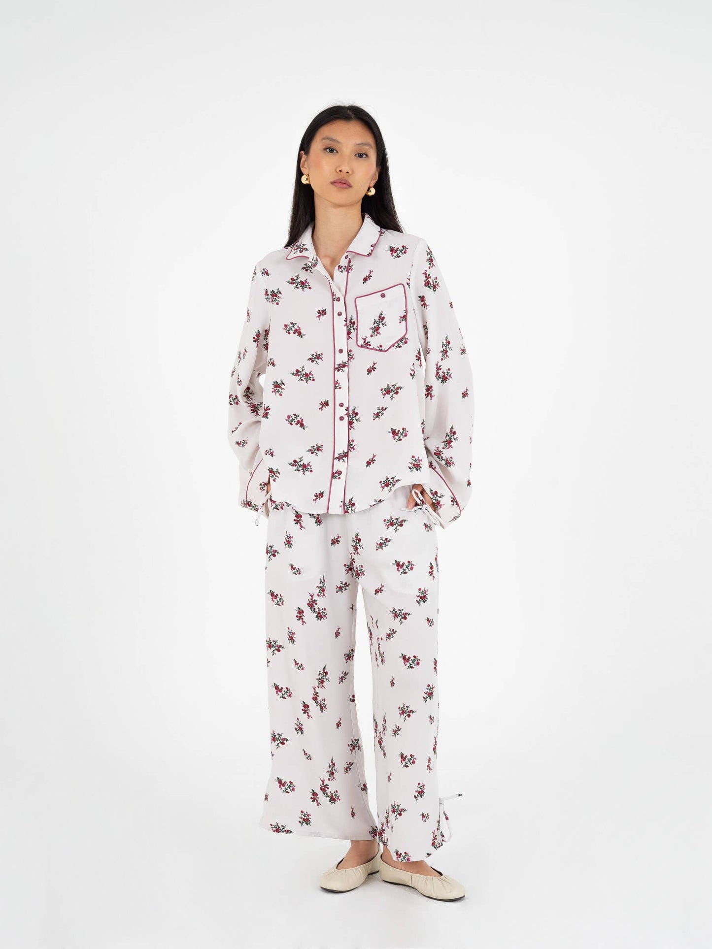Pantaloni Bloom a stampa floreale con vita elastica