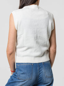 Gilet in maglia a trecce con scollo a V