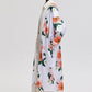 Kimono lungo con frange e stampa floreale