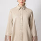 Camicia beige con polsini in organza