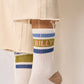 Calzini da tennis bianchi a righe kaki e blu