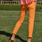 Pantaloni in cotone stretch con applicazioni