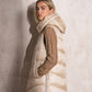 Gilet imbottito lungo con cappuccio da donna