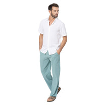 Camicia estiva uomo in misto lino a maniche corte bianca