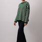 Maglione in maglia a righe verde e bianco