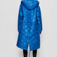 Parka imbottito lungo con cappuccio staccabile blu reale