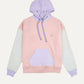 Felpa oversize donna color block rosa con cappuccio